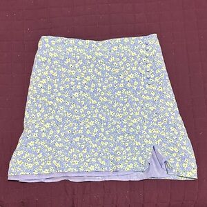Mango Blue and Yellow Floral Mini Skirt